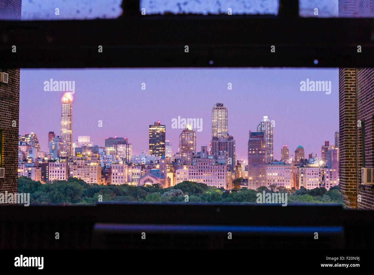 Stati Uniti, New York City, Manhattan Upper West Side, Central Park vista dalla YMCA Foto Stock