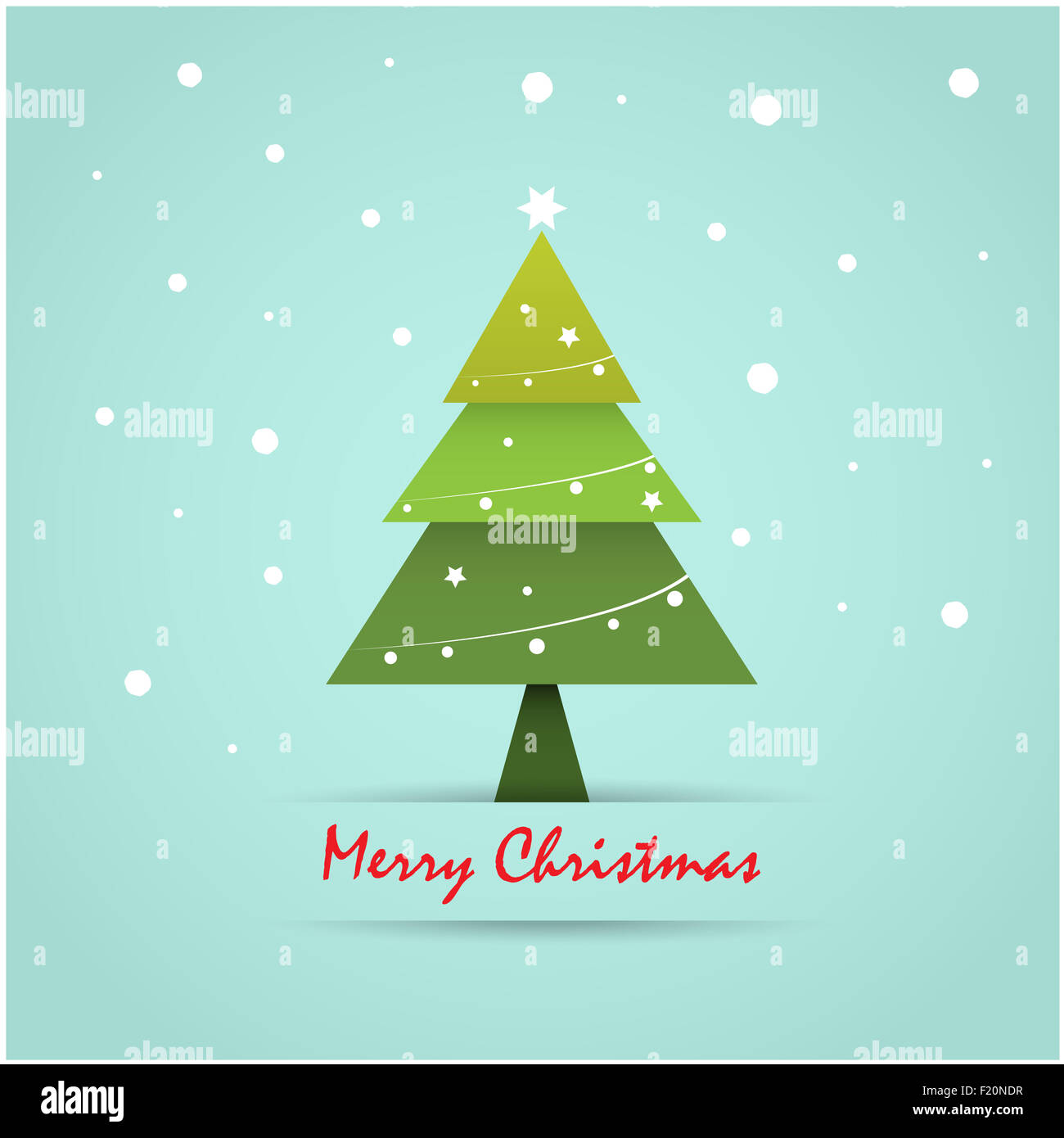 Cartolina di Natale template con albero di natale, vacanze sfondo. Foto Stock