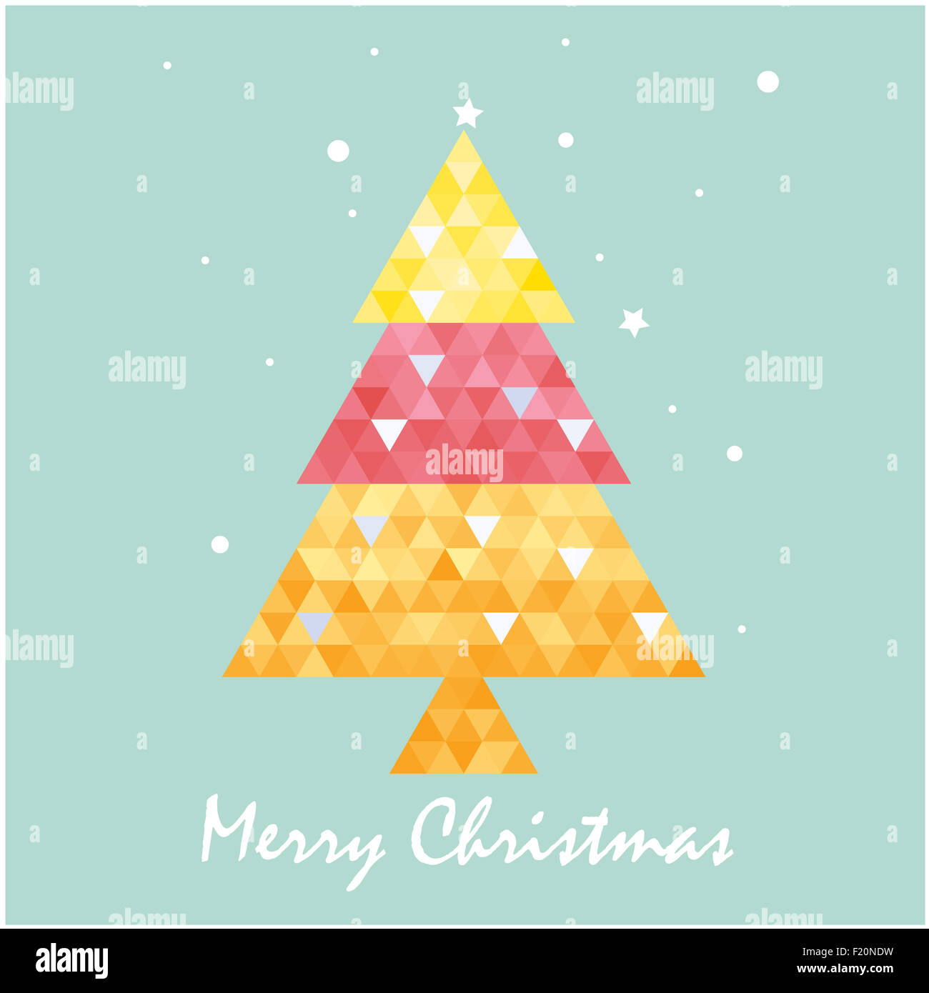 Cartolina di Natale template con albero di natale . Foto Stock