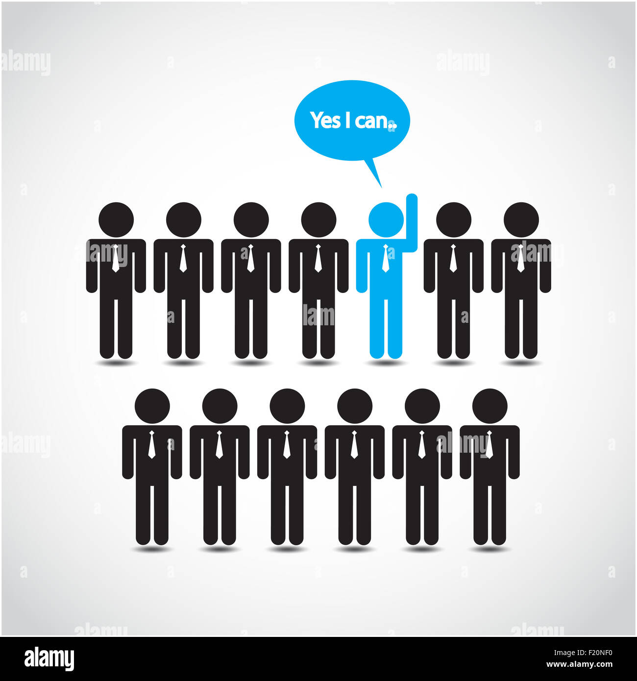 Imprenditore con segno può fare concetto. La gente di affari. Foto Stock