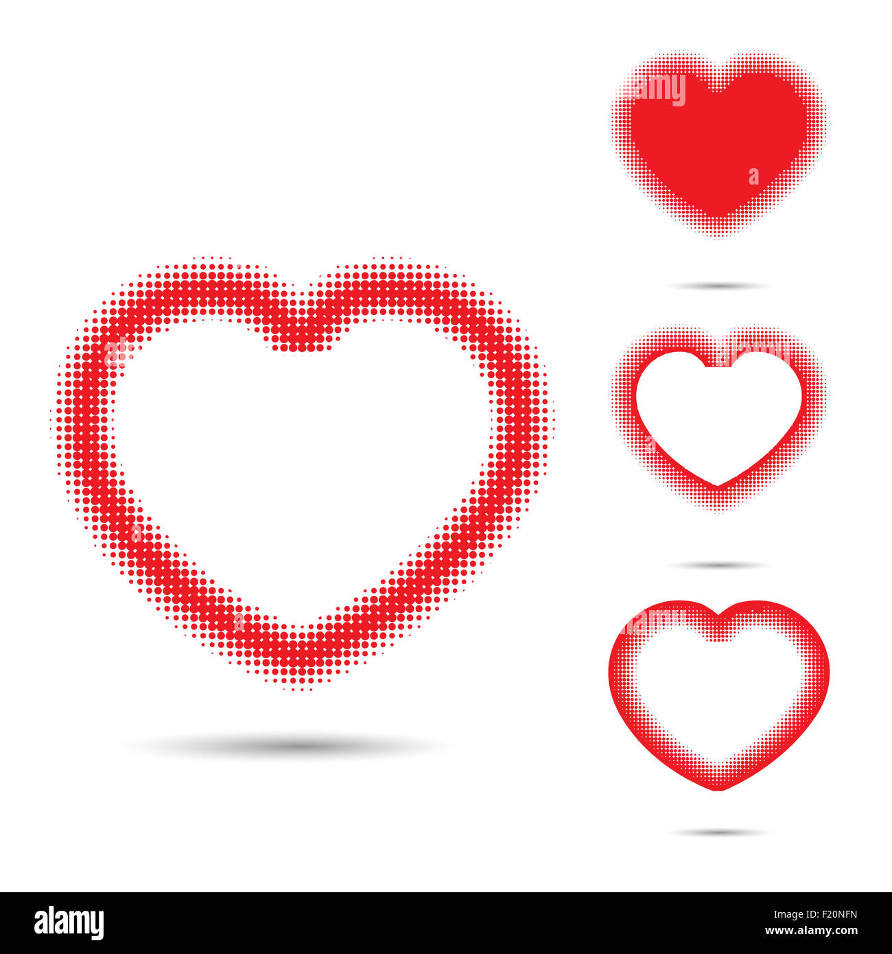 Set di mezzitoni astratta cuore gli elementi di design. Foto Stock