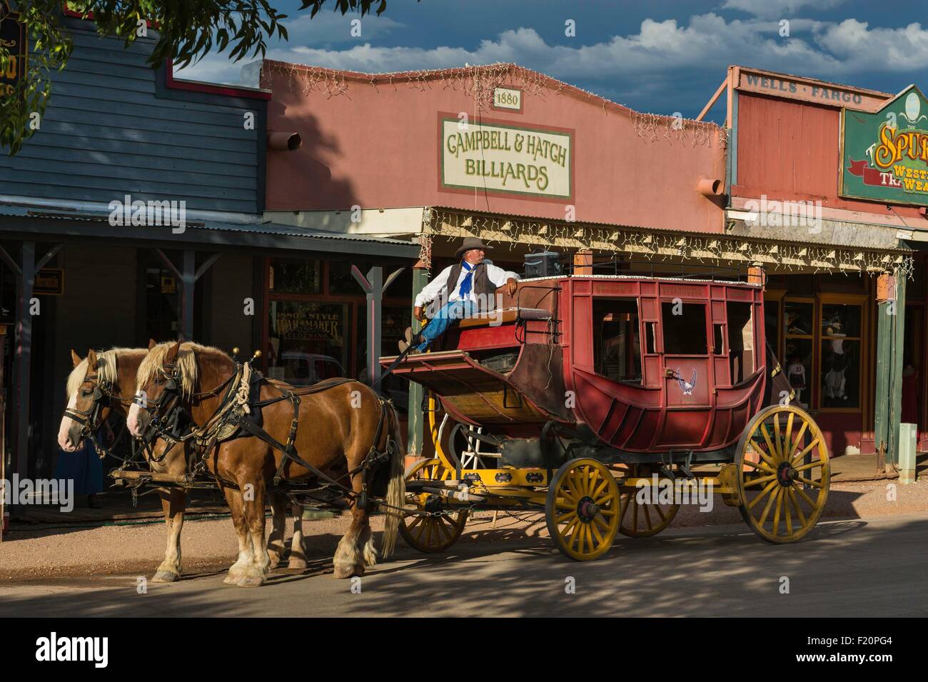 Stati Uniti, Arizona, oggetto contrassegnato per la rimozione definitiva, quartiere storico, stagecoach Foto Stock