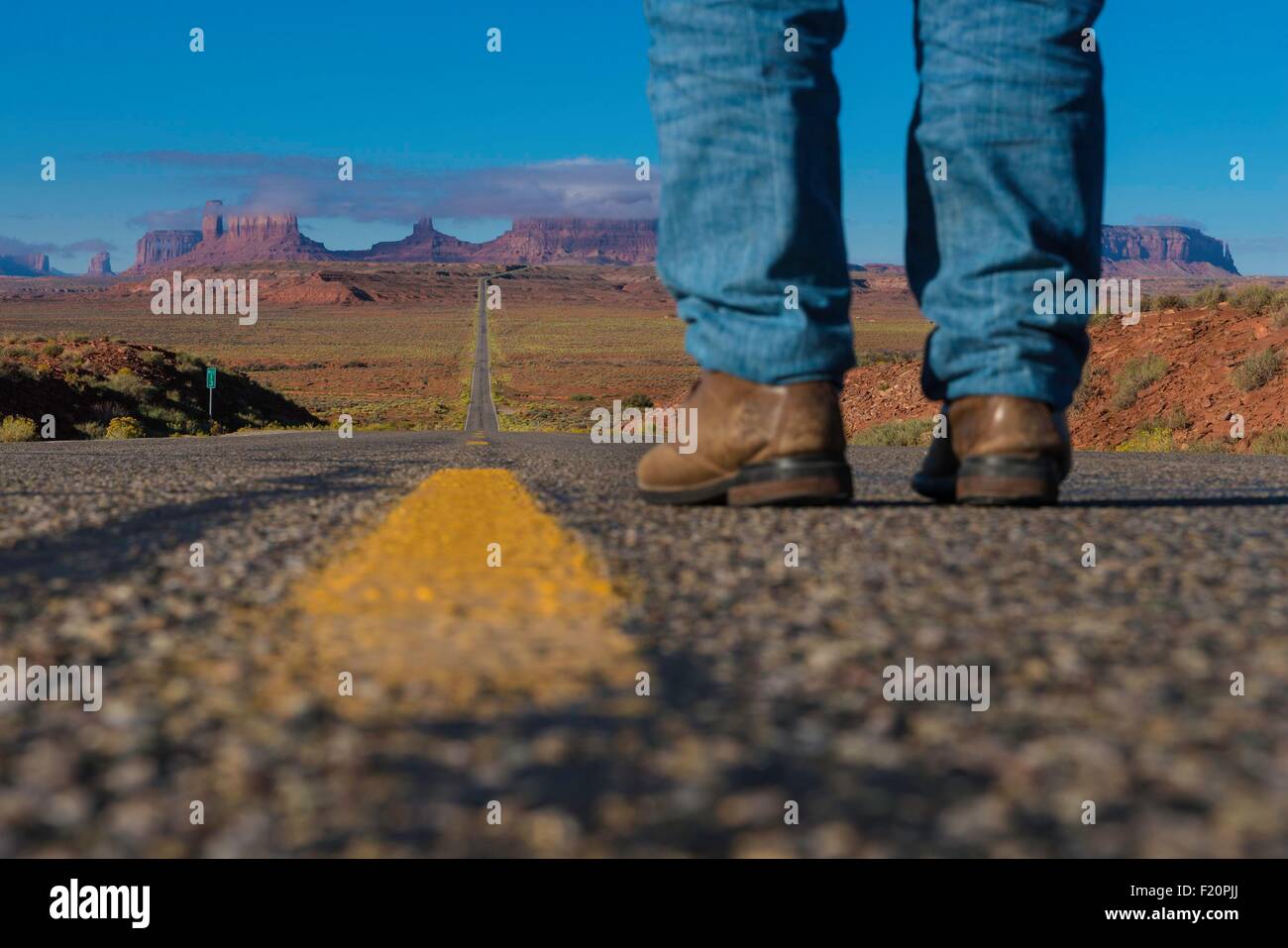 Stati Uniti, Arizona, il parco tribale Navajo Monument Valley, forest gump Hill su US163 Road Foto Stock