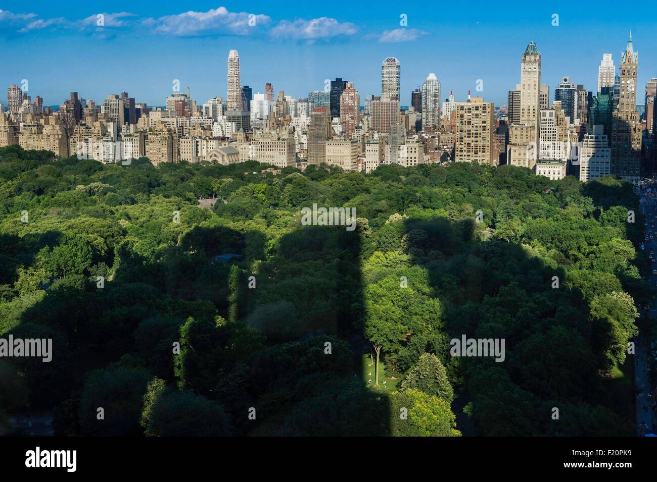 Stati Uniti, New York City, Manhattan Upper West Side, grattacieli e Central Park View Foto Stock
