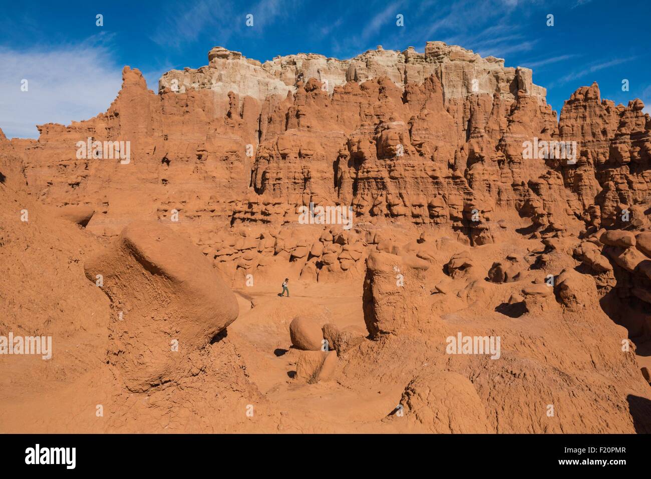 Stati Uniti, Utah, l'Altopiano del Colorado, Goblin Valley State Park vicino a Hanksville, formazioni rocciose chiamato Hoodoo Foto Stock