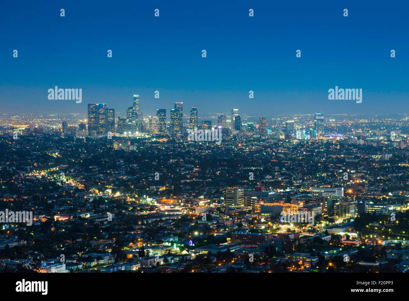 Gli Stati Uniti, California, Los Angeles, cityscape dal visto dall'Osservatorio Griffith Foto Stock