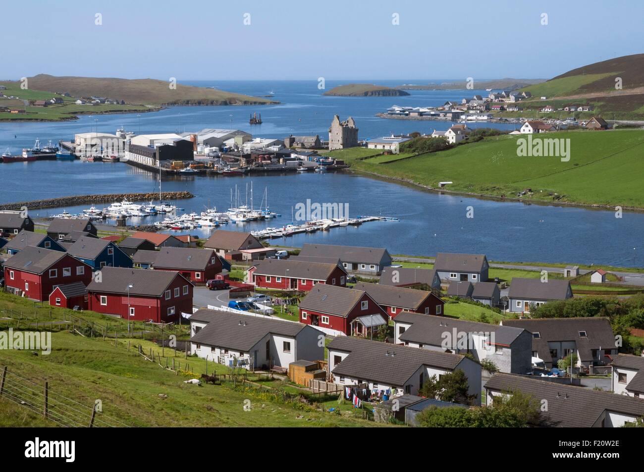 Regno Unito, Scozia, isole Shetland, centrali del continente, Scalloway vecchia capitale Foto Stock