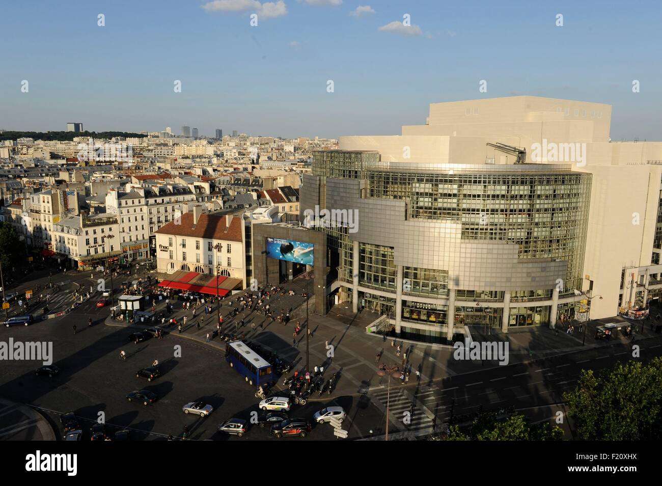 Francia, Parigi, Place de la Bastille e la sua opera (vista aerea) Foto Stock