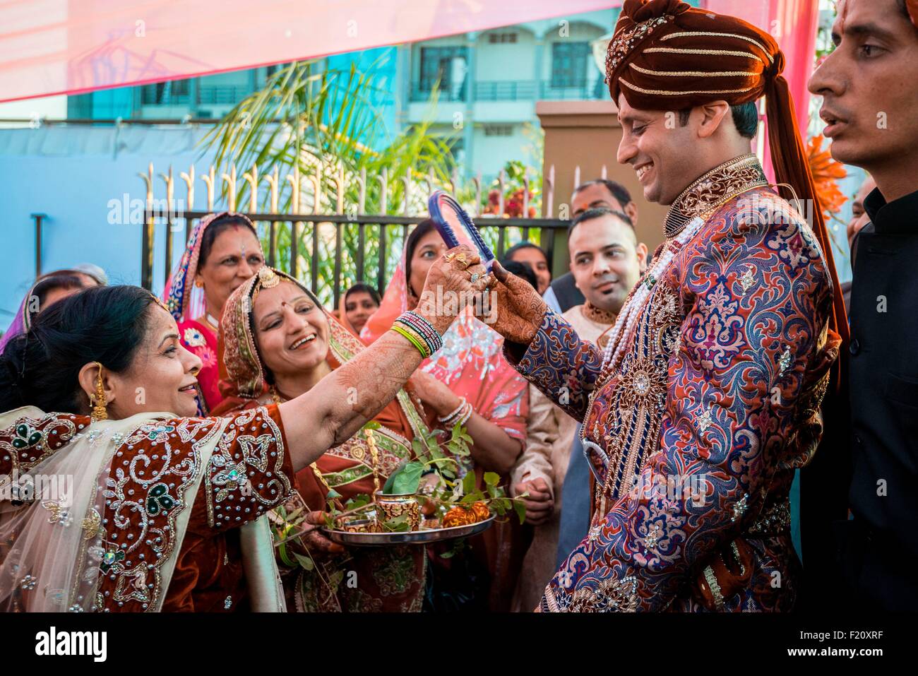 India Rajasthan, Jaipur, brahman nozze indù Foto Stock