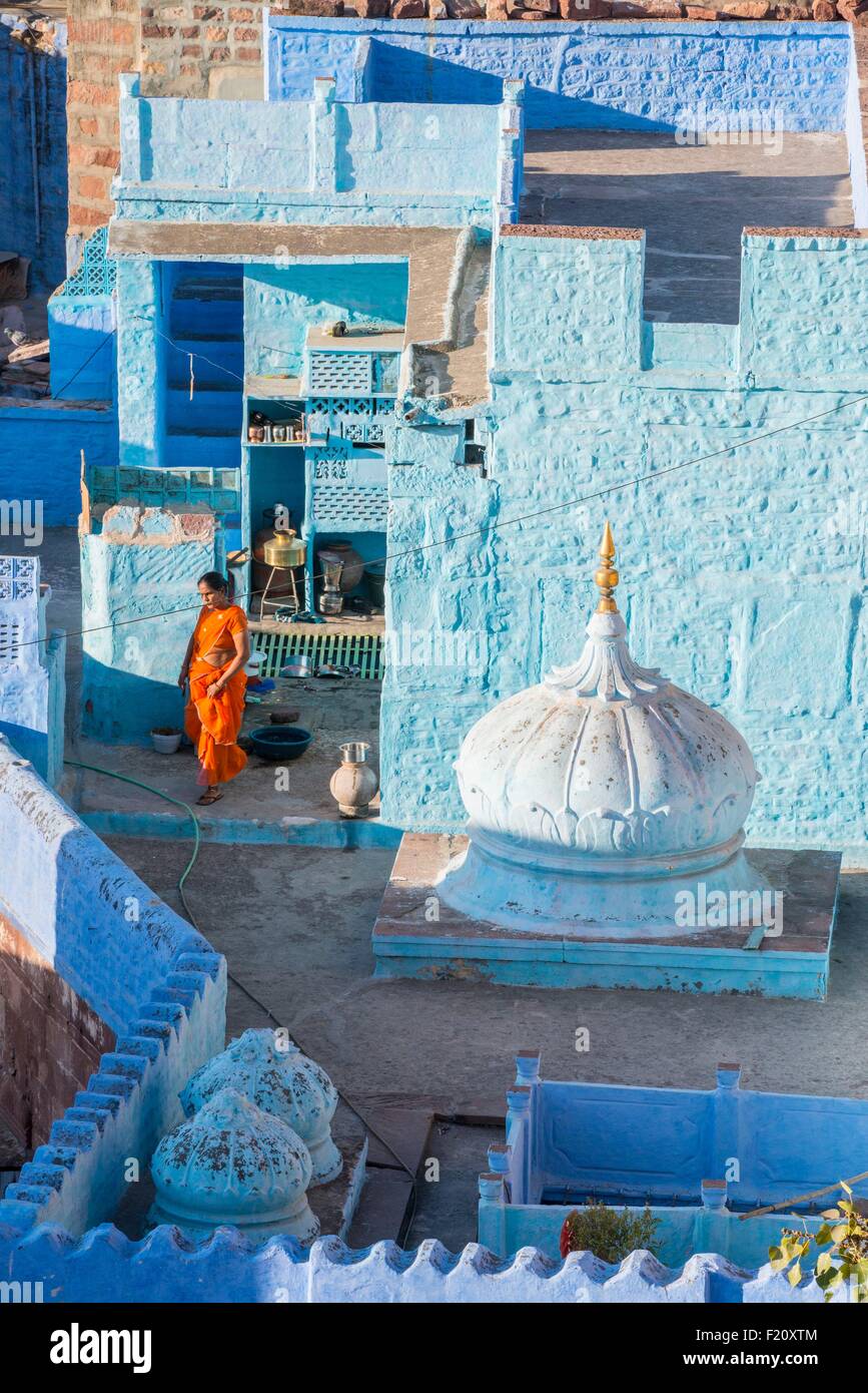 India Rajasthan, Jodhpur la città blu Foto Stock