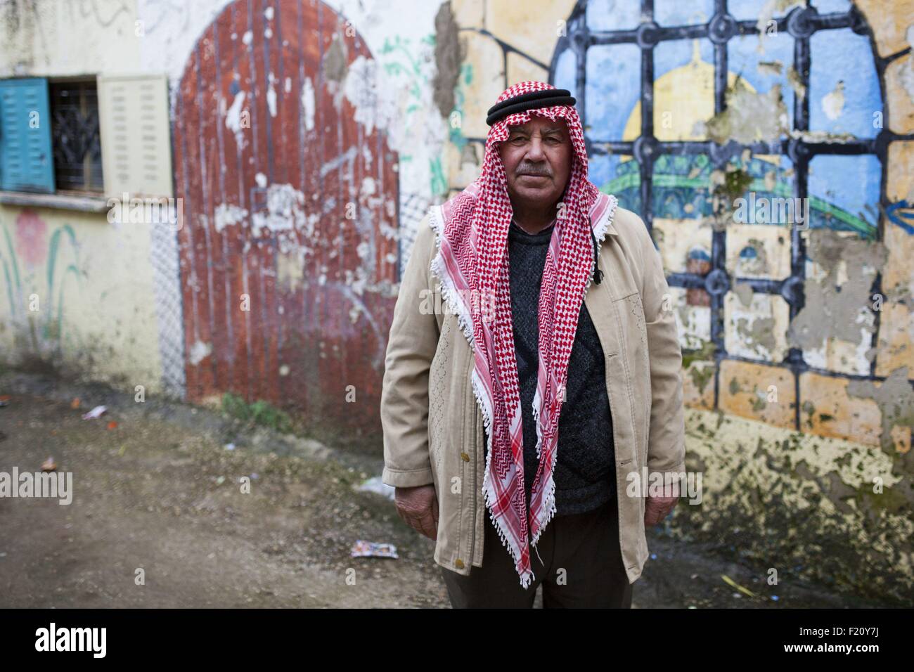 Israele, Bethleem, uomini in Aida Refugee Camp Foto Stock