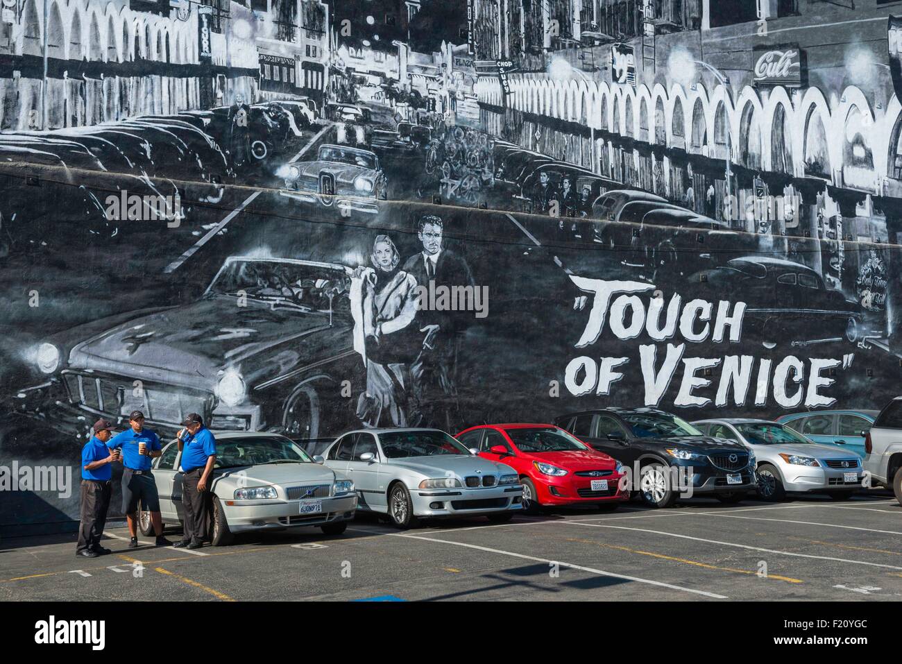 Gli Stati Uniti, California, Los Angeles, Venice Beach, murale Touch del male dipinta da Jonas mai Foto Stock