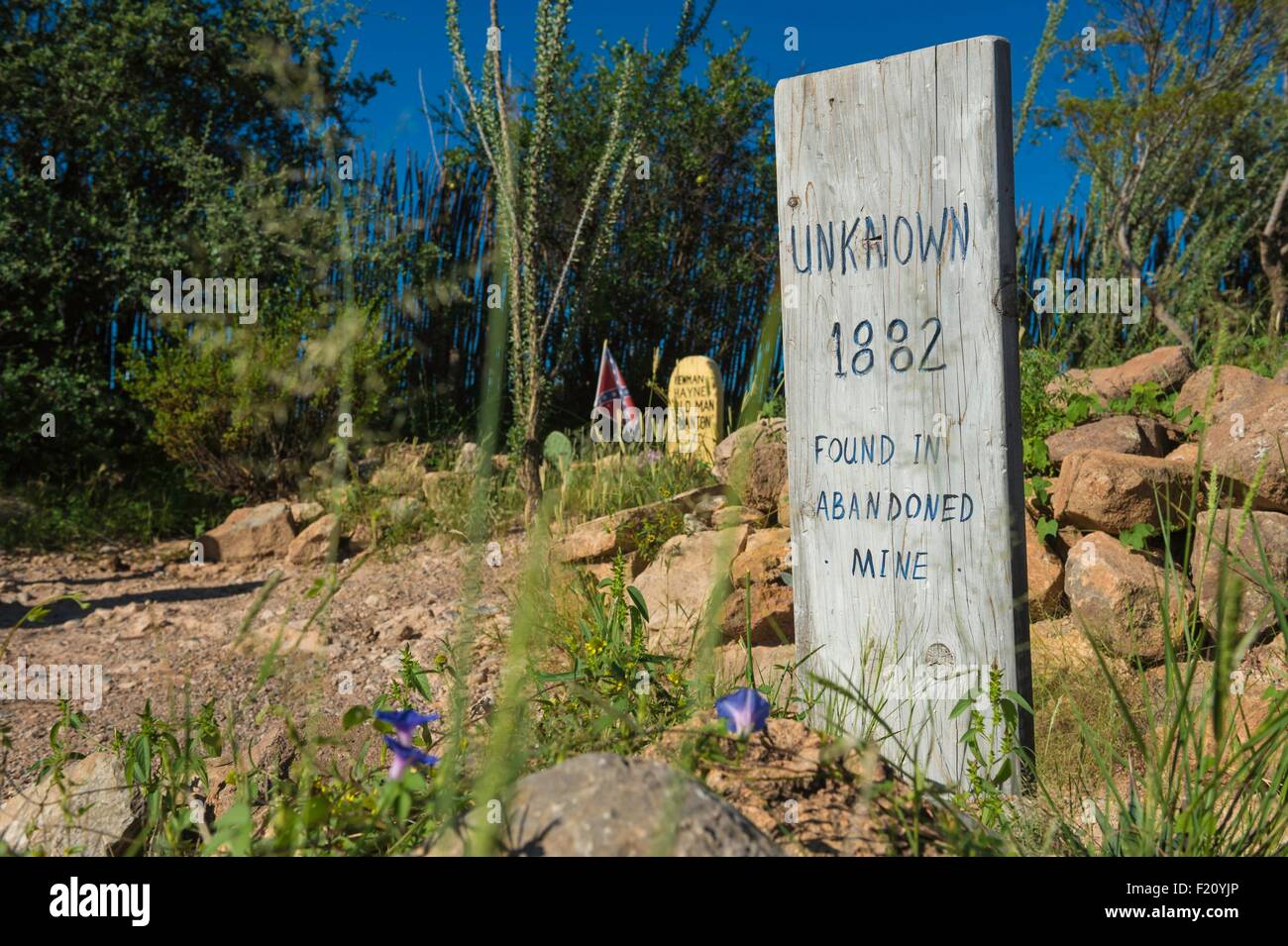 Stati Uniti, Arizona, oggetto contrassegnato per la rimozione definitiva, cimitero storico Foto Stock