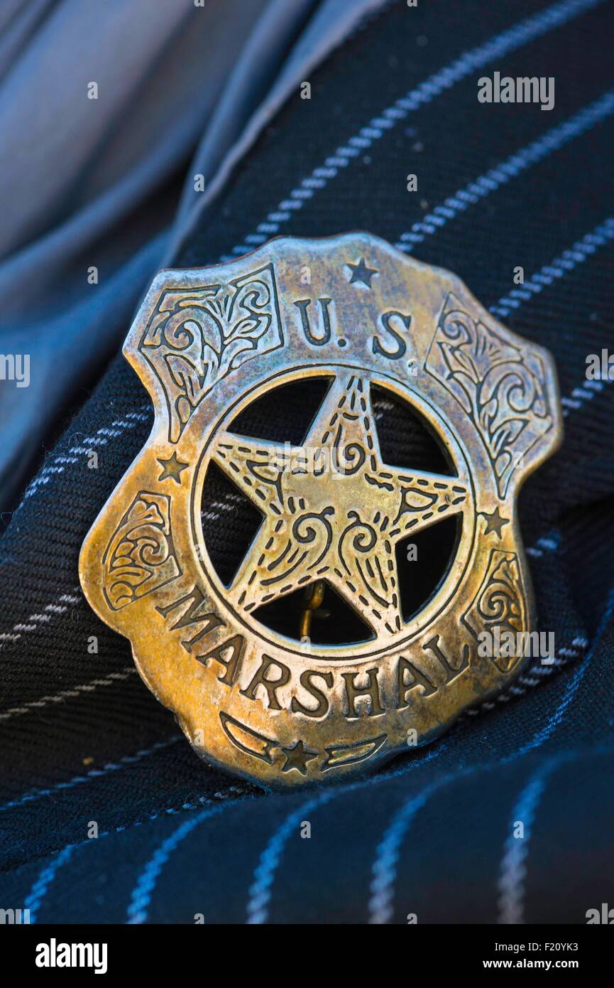 Stati Uniti, Arizona, oggetto contrassegnato per la rimozione definitiva, quartiere storico, US Marshal badge Foto Stock