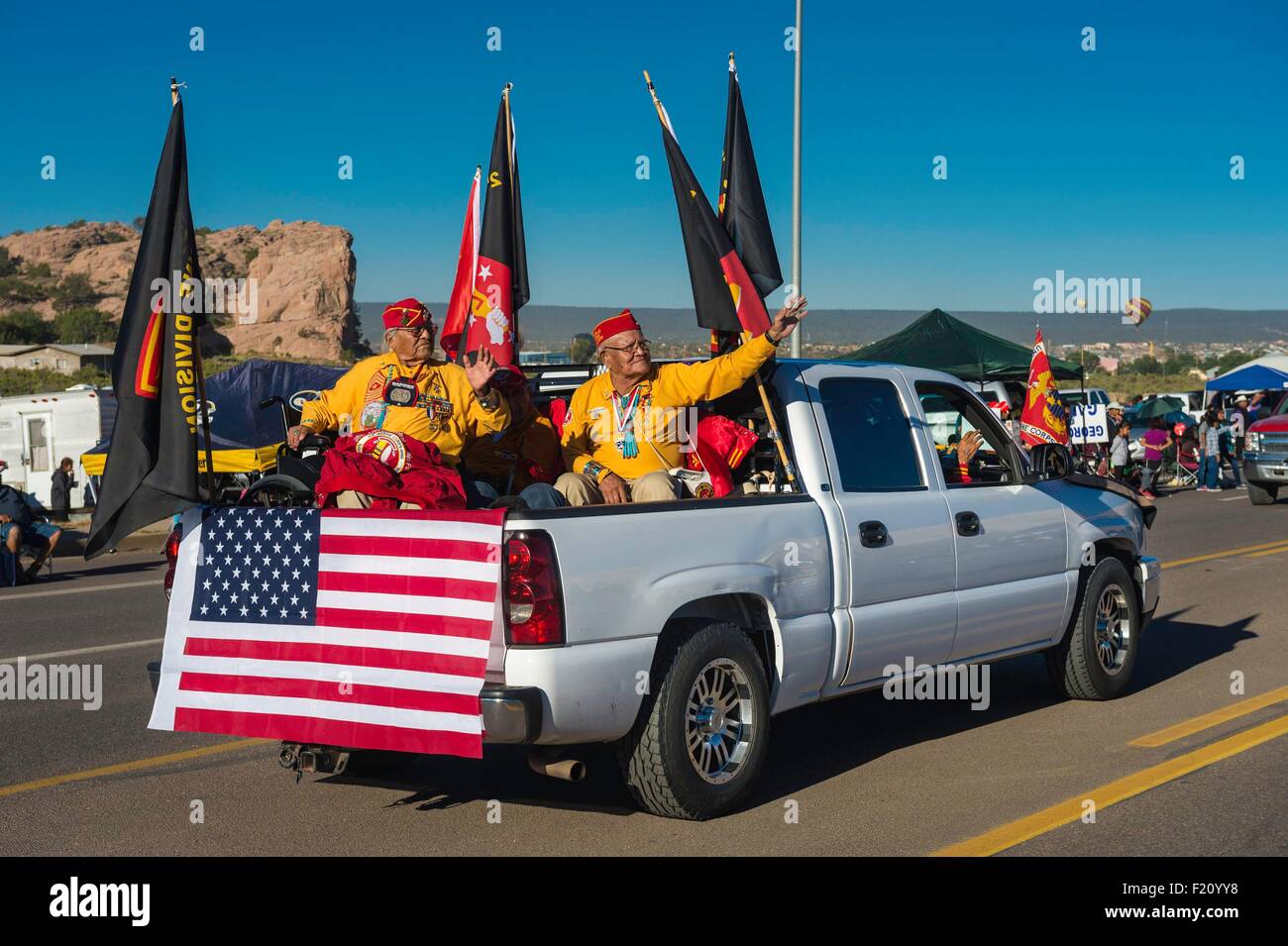 Stati Uniti, Arizona, finestra Rock Festival, Navajo Nation Fair, parade, codice talker durante la sfilata Foto Stock