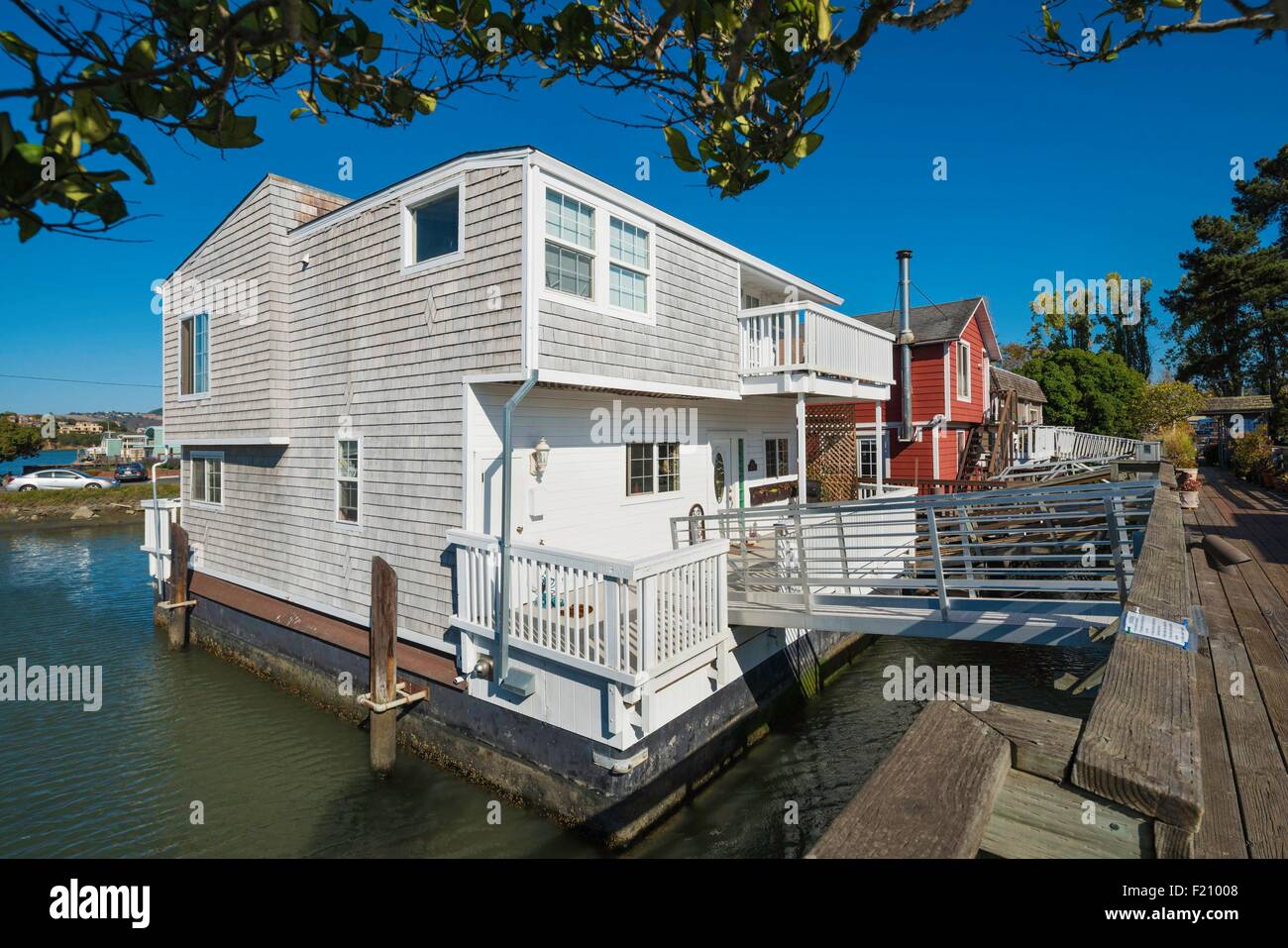 Gli Stati Uniti, California, periferia nord di San Francisco, houseboats Foto Stock