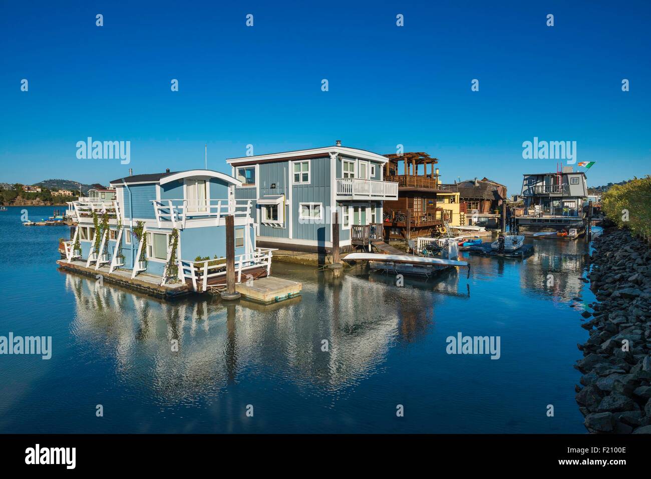 Gli Stati Uniti, California, periferia nord di San Francisco, houseboats Foto Stock
