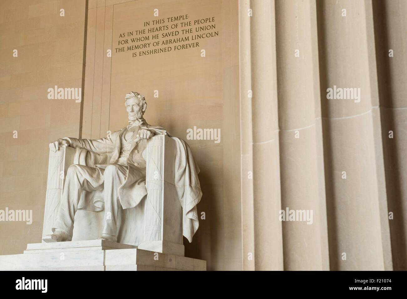 Stati Uniti, Washington DC, il Lincoln Memorial, Abraham Lincoln scultura Foto Stock