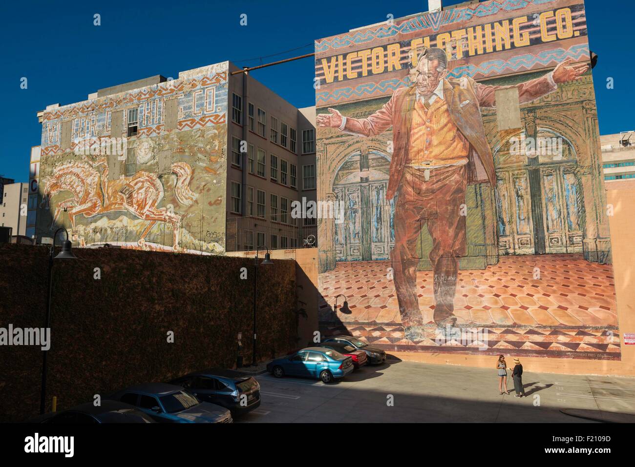 Gli Stati Uniti, California, Los Angeles, murale il Papa di Broadway in rappresentanza di Anthony Quinn per artista Eloy Torrez Foto Stock