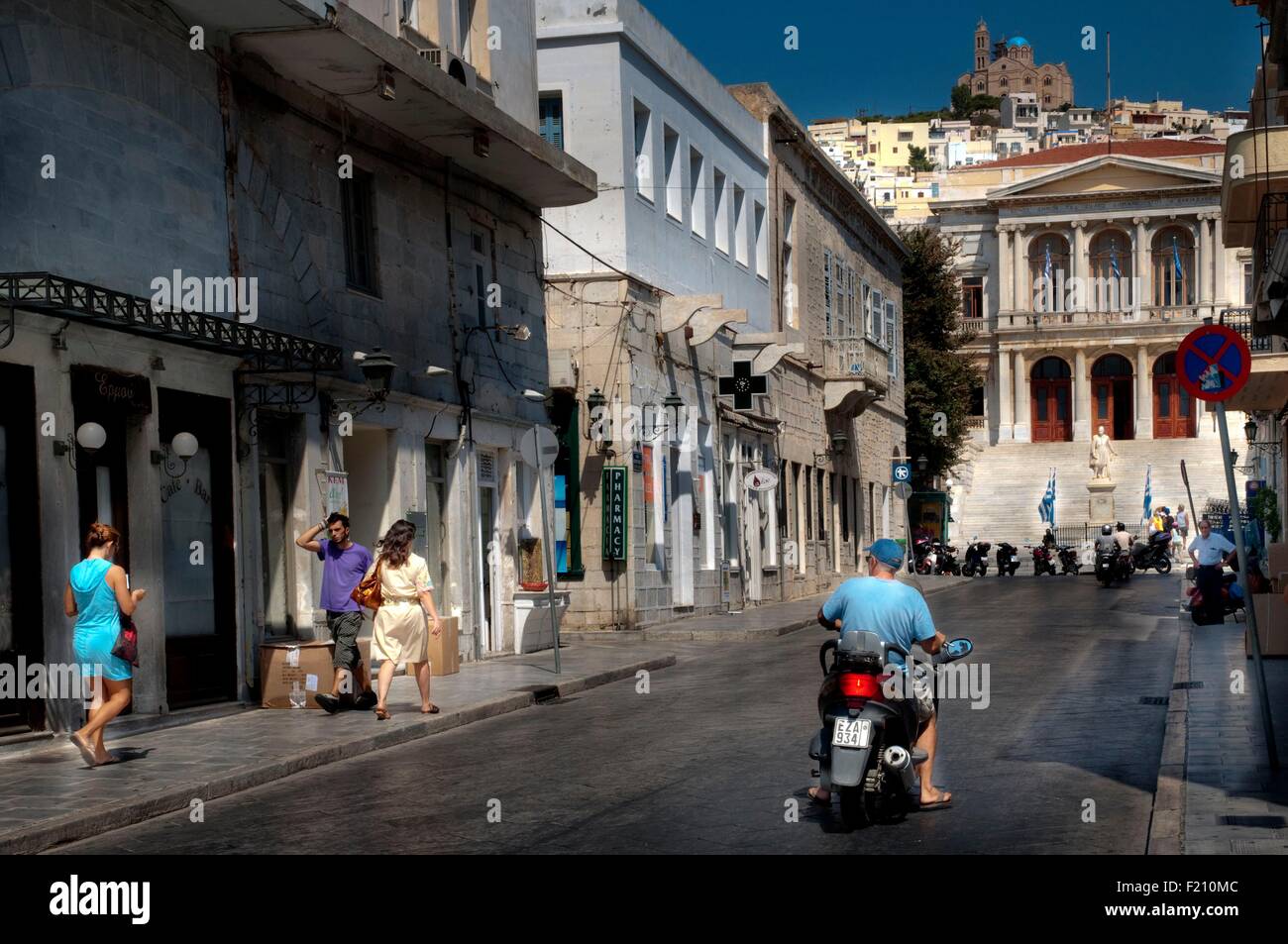 La Grecia, Syros Island, Syros città Foto Stock