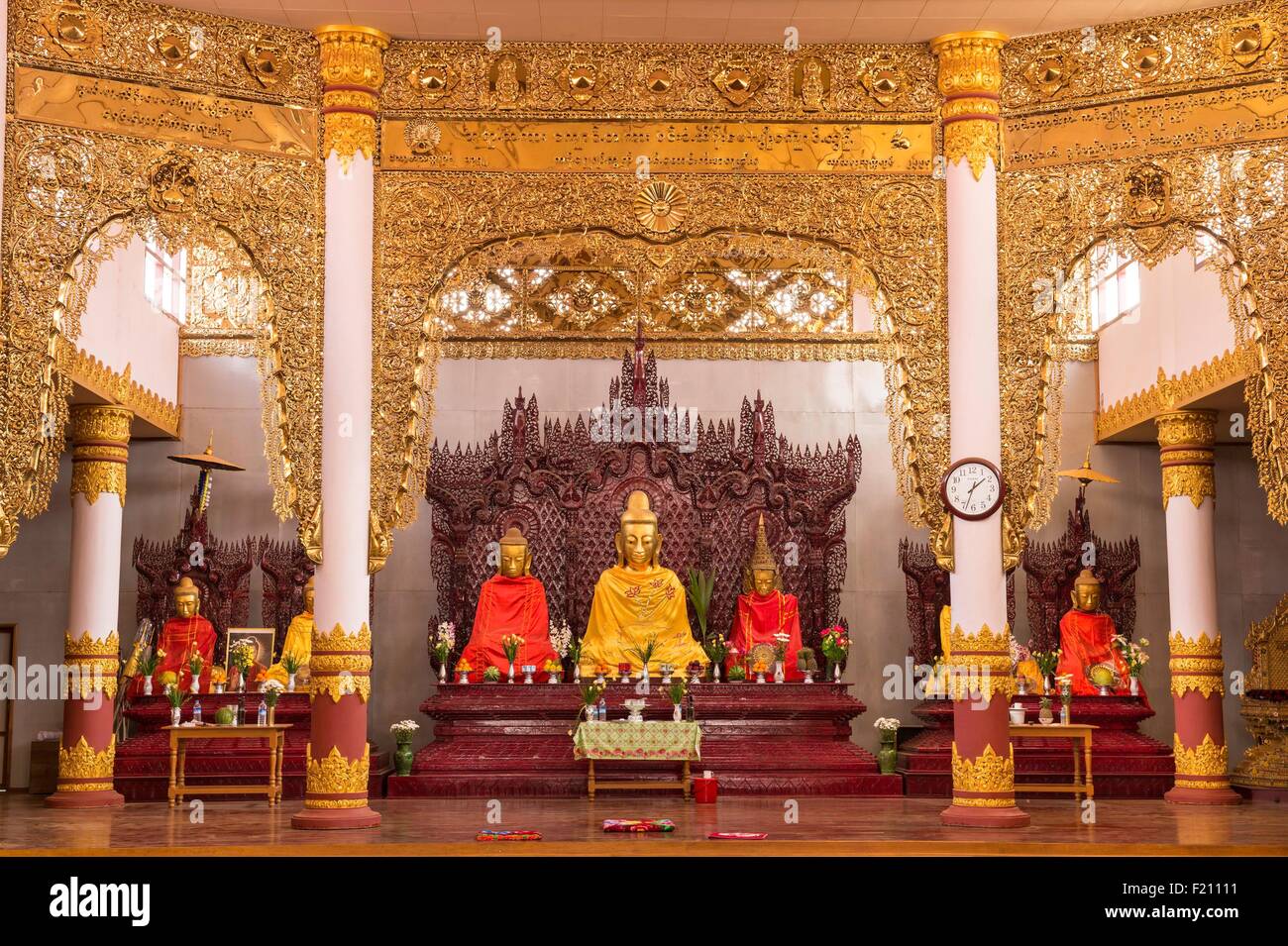 Myanmar (Birmania), stato Shan, Pao la tribù, Naung Kae, monastero, Buddha Foto Stock