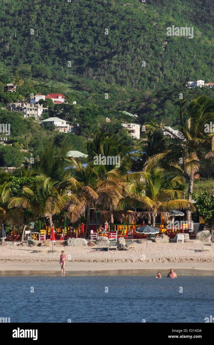 Francia, French West Indies, Saint Martin isola, lato francese, Friar's Bay dal mare Foto Stock