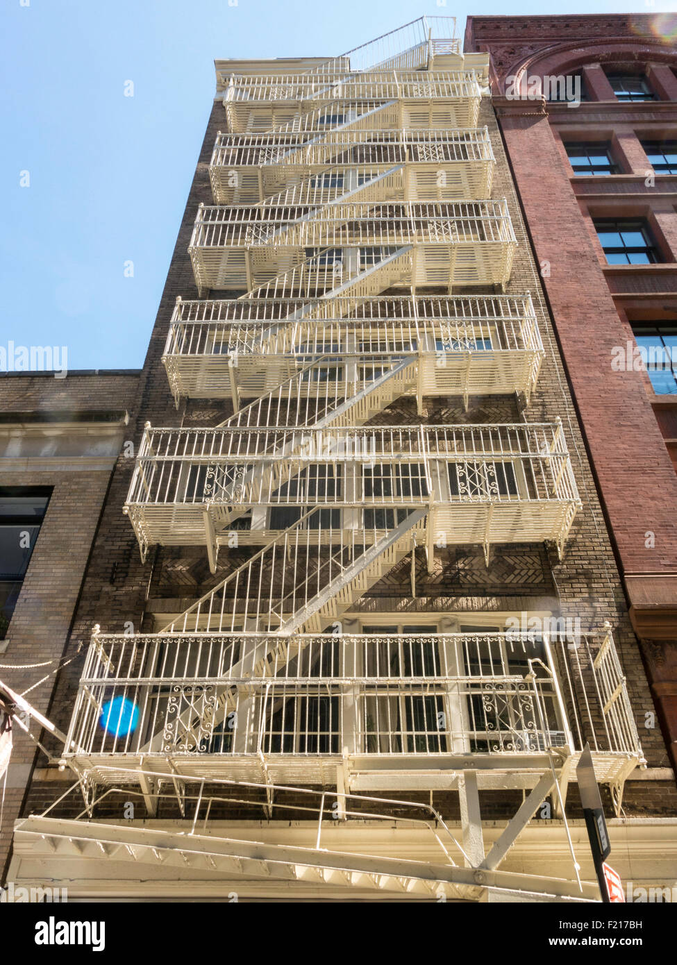 Via di Fuga in caso di incendi, Soho NYC Foto Stock