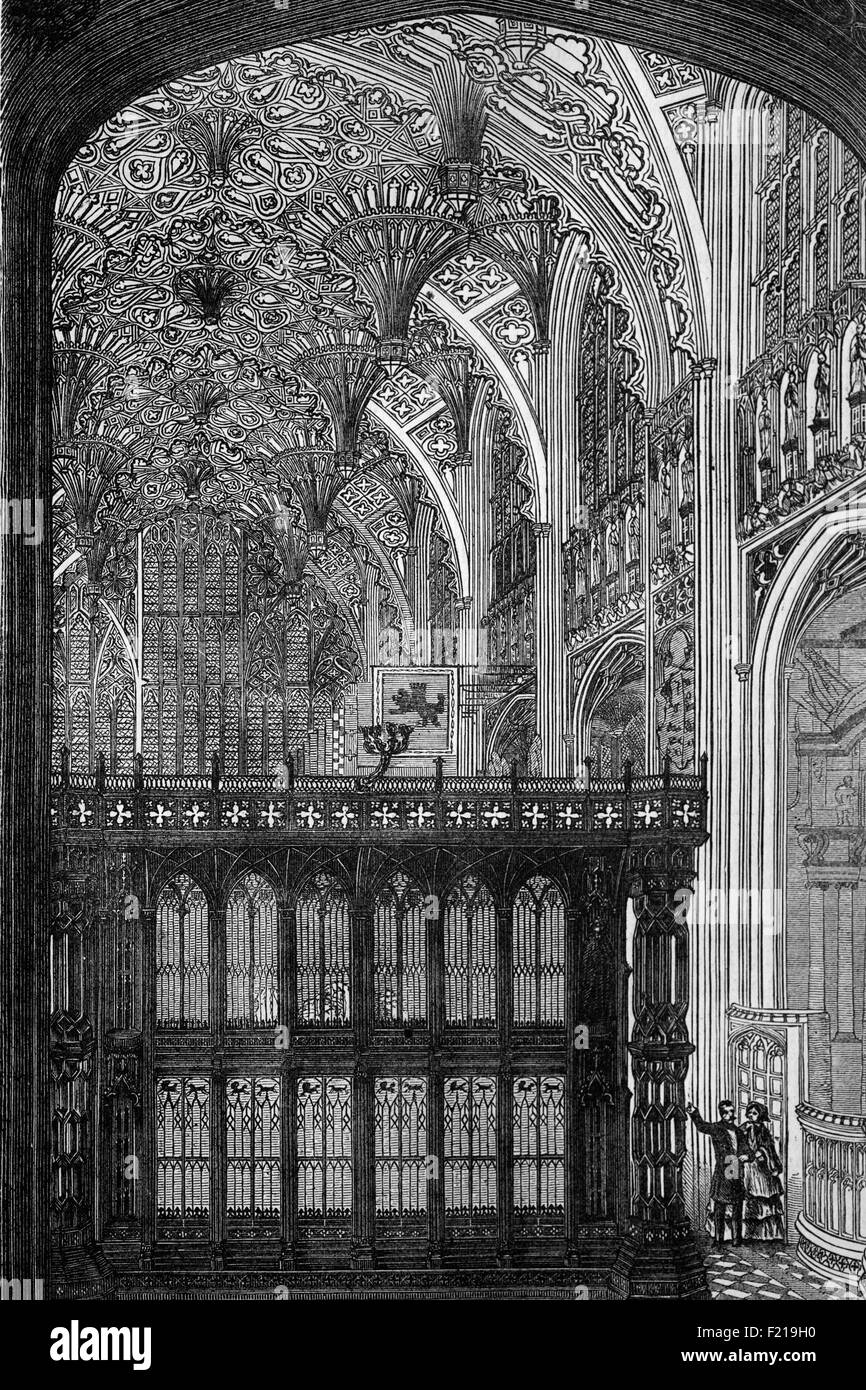 La Cappella di Enrico VII Lady, ora più spesso conosciuta come la Cappella di Enrico VII, è una grande cappella della Signora all'estremità orientale dell'Abbazia di Westminster. Costruito in stile gotico molto tardo perpendicolare, la cui magnificenza ha fatto sì che Giovanni Leland lo chiamasse l'orbis miracolo (la meraviglia del mondo). Foto Stock