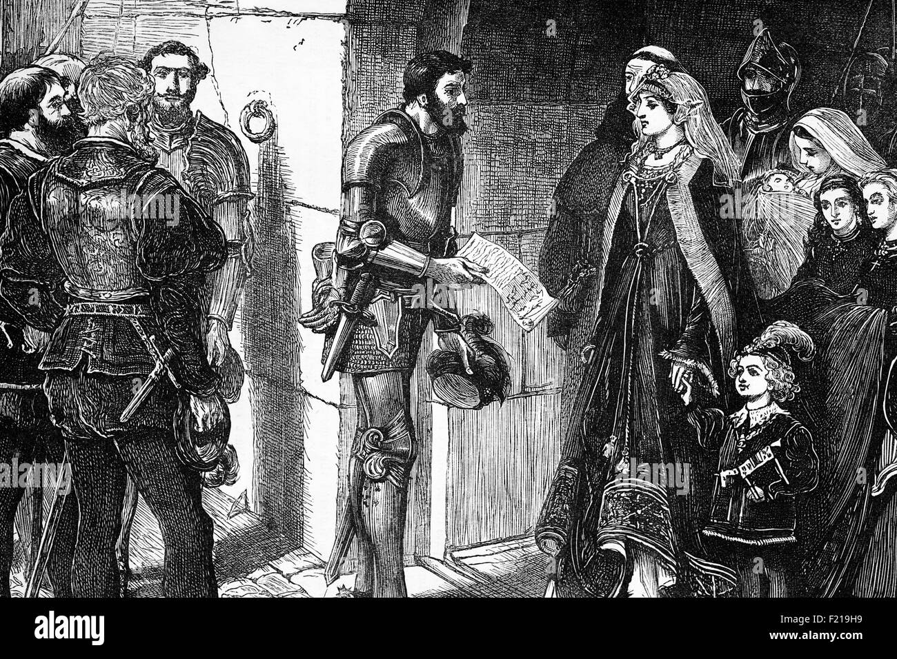 1515, Scotch coetanei domanda i figli della regina Margherita,Figlia di Enrico VII d'Inghilterra, parte degli intrighi di royalty. Margaret era stata la moglie di James IV re di Scozia e il loro figlio divenne Re James V, Foto Stock