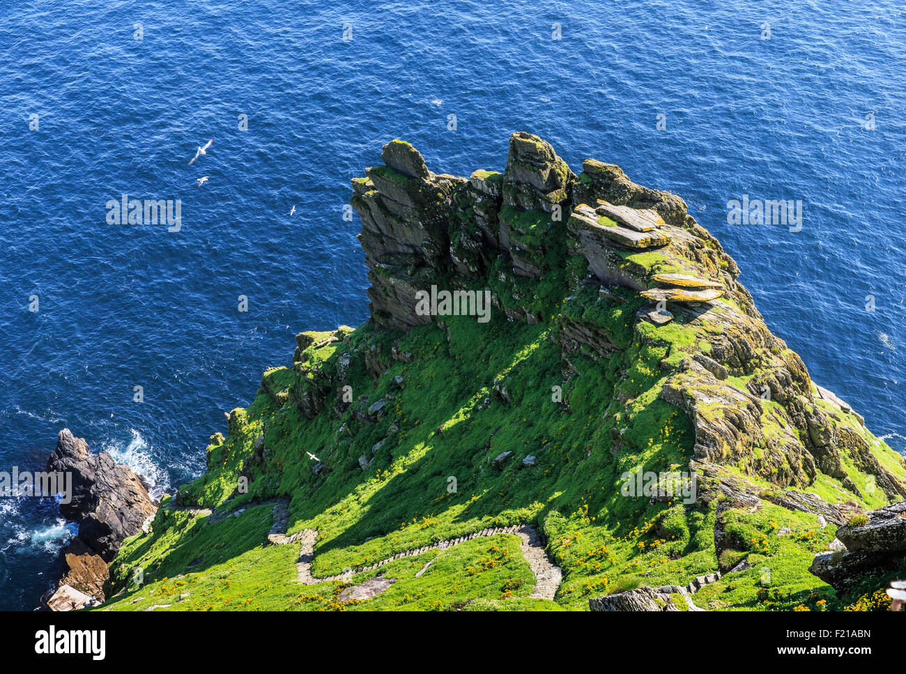 Skellig Michael isola dell' Irlanda Foto Stock