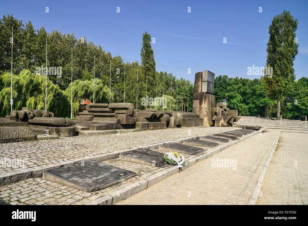 Polonia, Auschwitz-Birkenau Museo di Stato, Birkenau Campo di Concentramento, International Monumento alle vittime del fascismo. Foto Stock