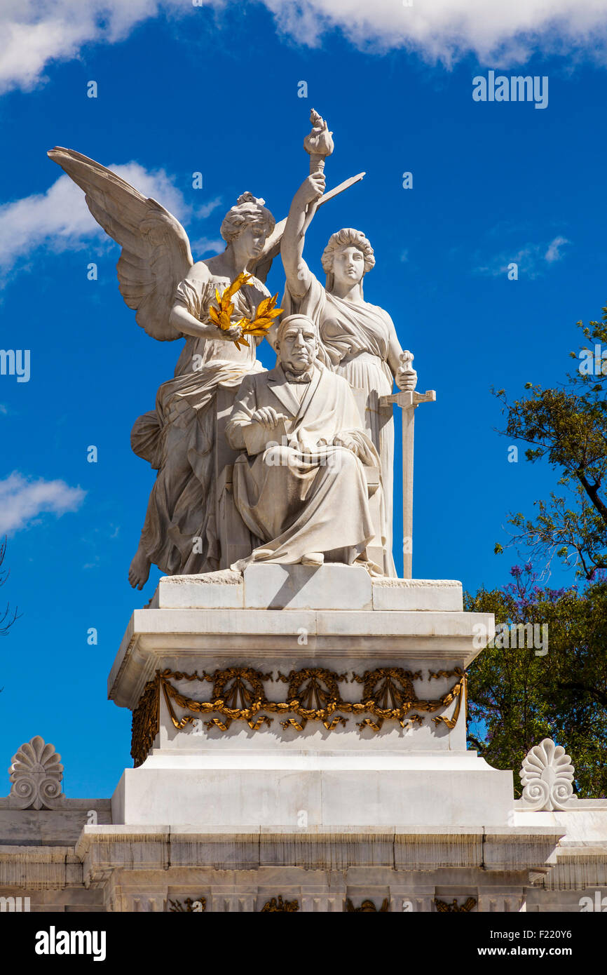 Un Hemiciclo Benito Juarez monumento in Alameda Central Park di Città del Messico Distretto Federale DF America del Nord Foto Stock