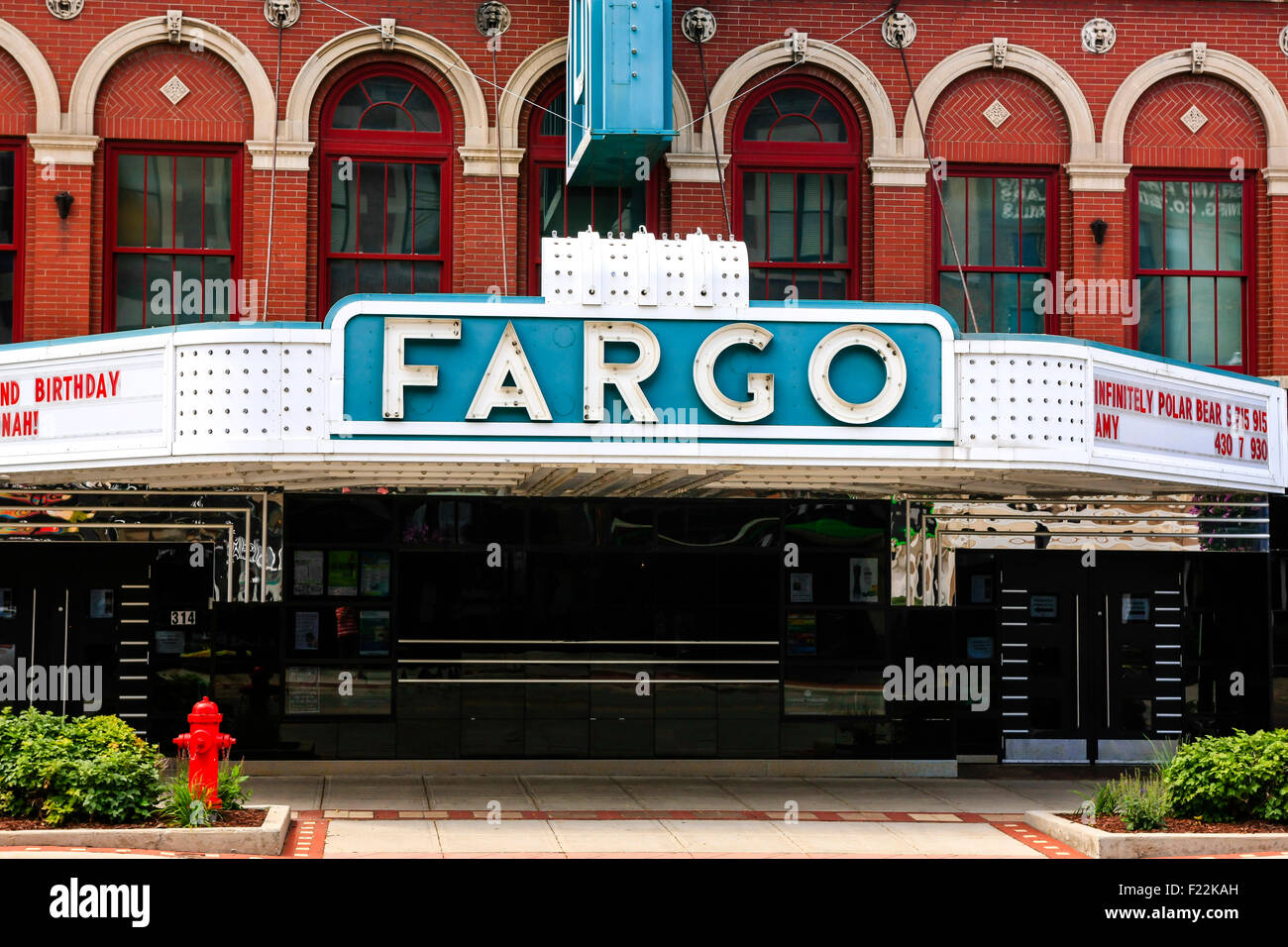 Il famoso Fargo cinema su N. Broadway Dr nel centro di Fargo, N. Dakota Foto Stock