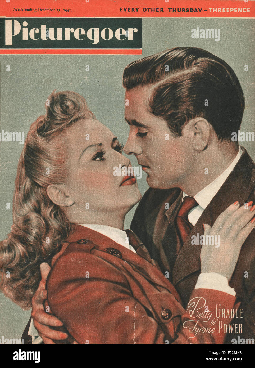 1941 rivista Picturegoer Betty Grable & Tyrone Power Foto Stock