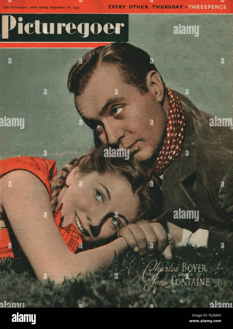 1943 Picturegoer magazine Charles Boyer & Joan Fontaine Foto Stock
