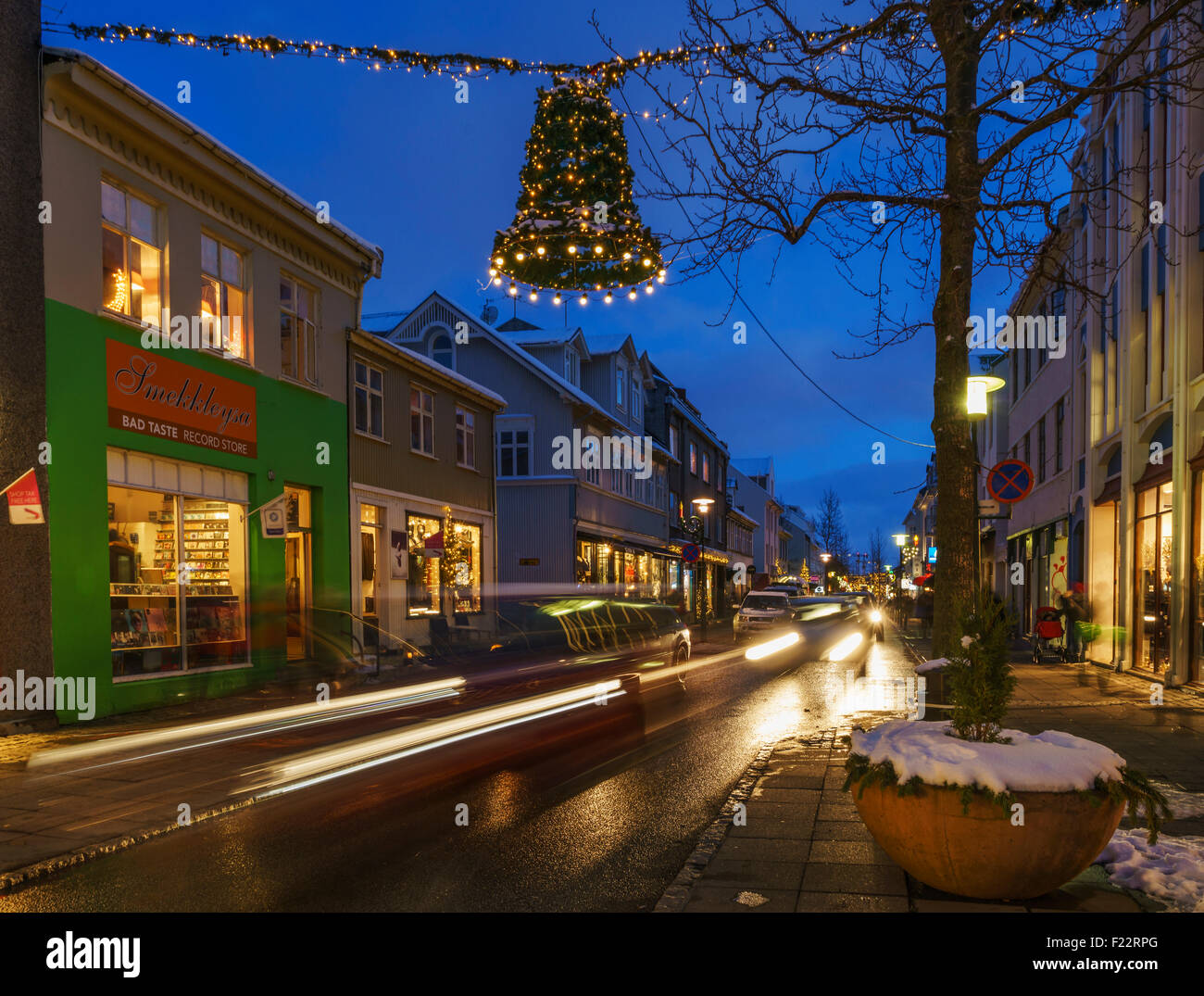 Decorazioni di Natale, Reykjavik, Islanda Foto Stock