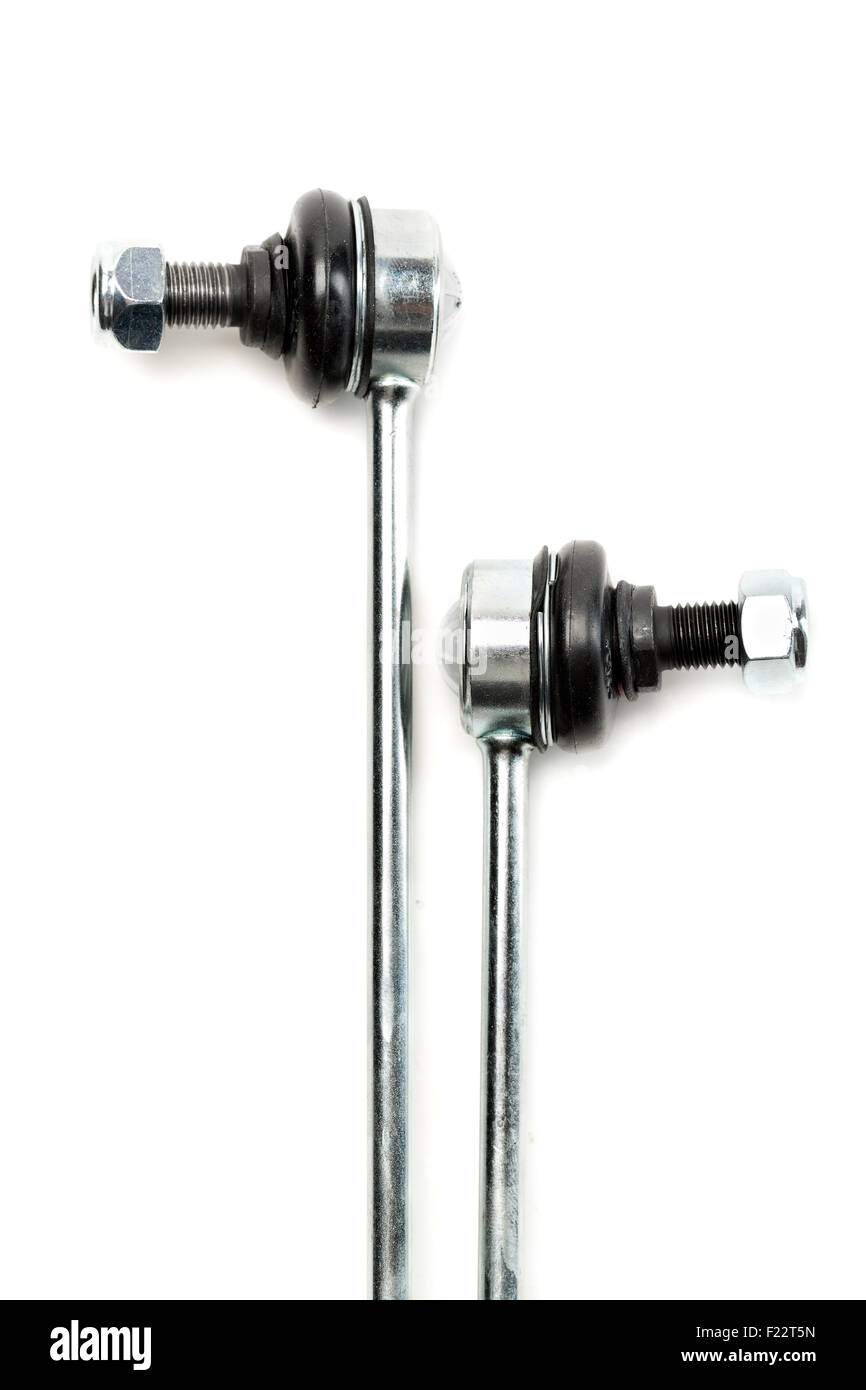 Close-up di acciaio a due bracci di sospensione del veicolo. Isolare. Foto Stock