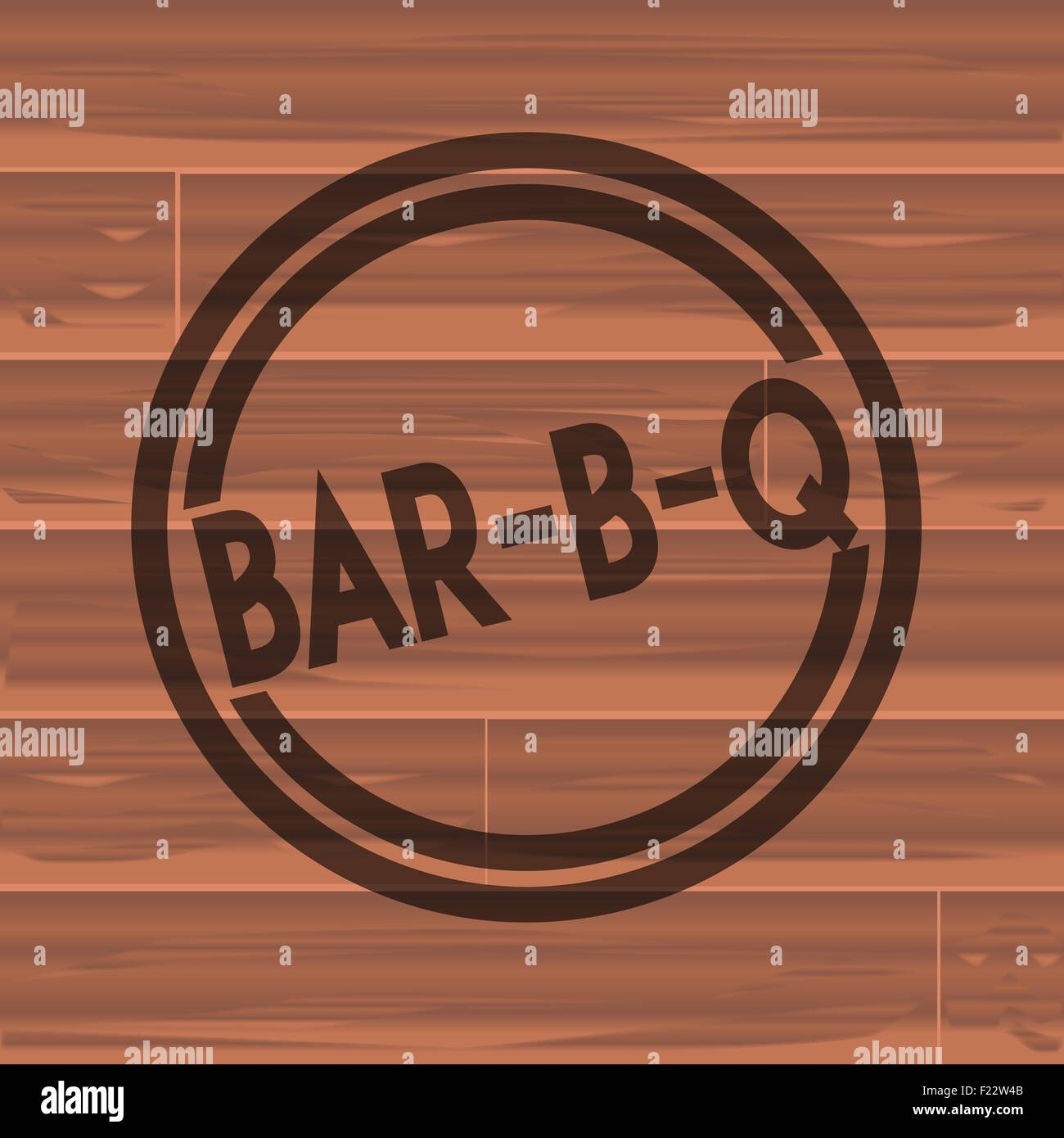 Un bar B Q marca impostato su un sfondo di legno Foto Stock