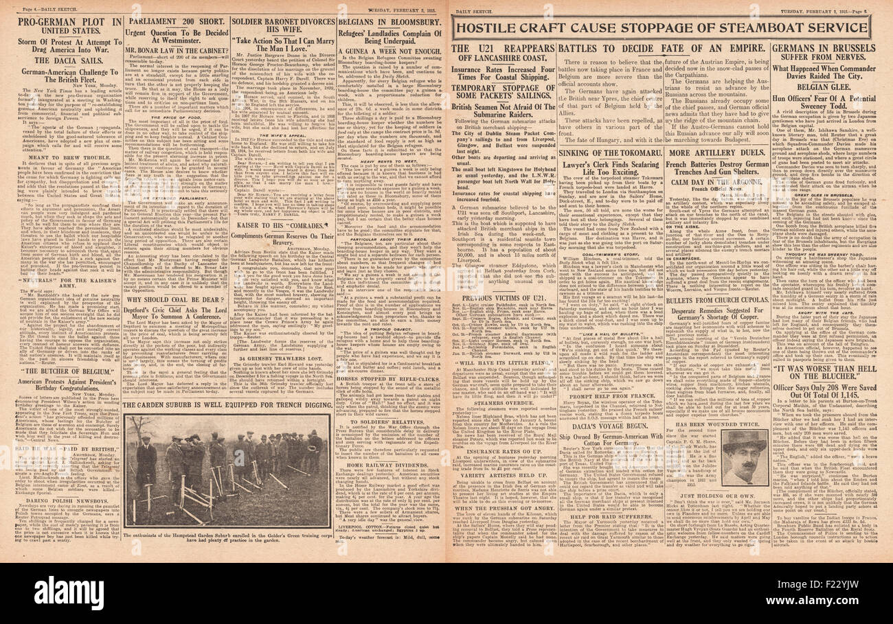 1915 Daily Sketch nuove truppe britanniche arrivano in Francia Foto Stock
