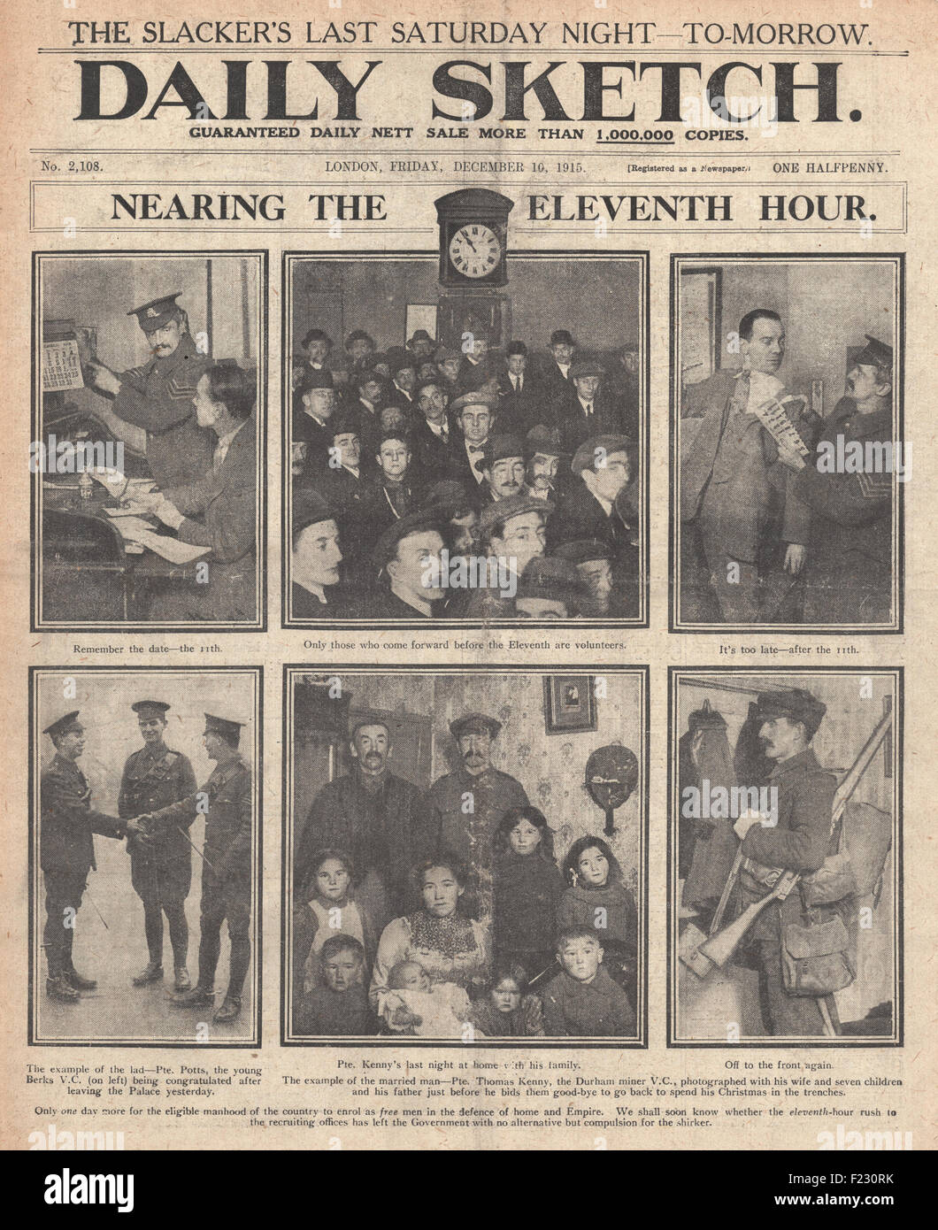 1915 Daily Sketch nuove reclute per l'esercito britannico Foto Stock
