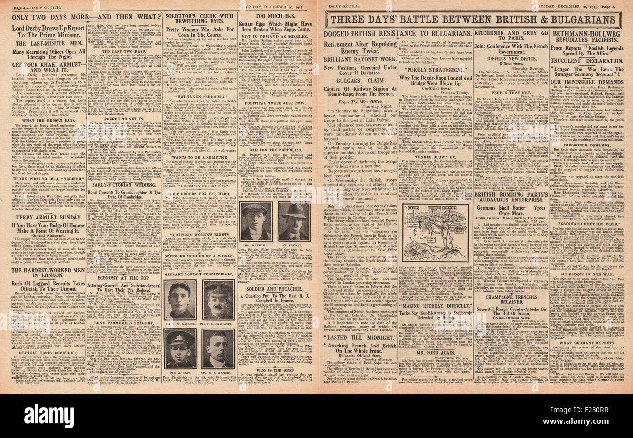 1915 Daily Sketch nuove reclute per l'esercito britannico Foto Stock