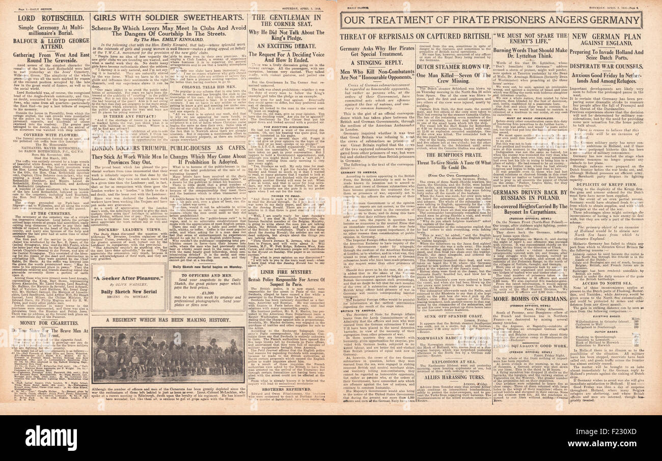1915 Daily Sketch trattamento dei prigionieri di guerra Foto Stock
