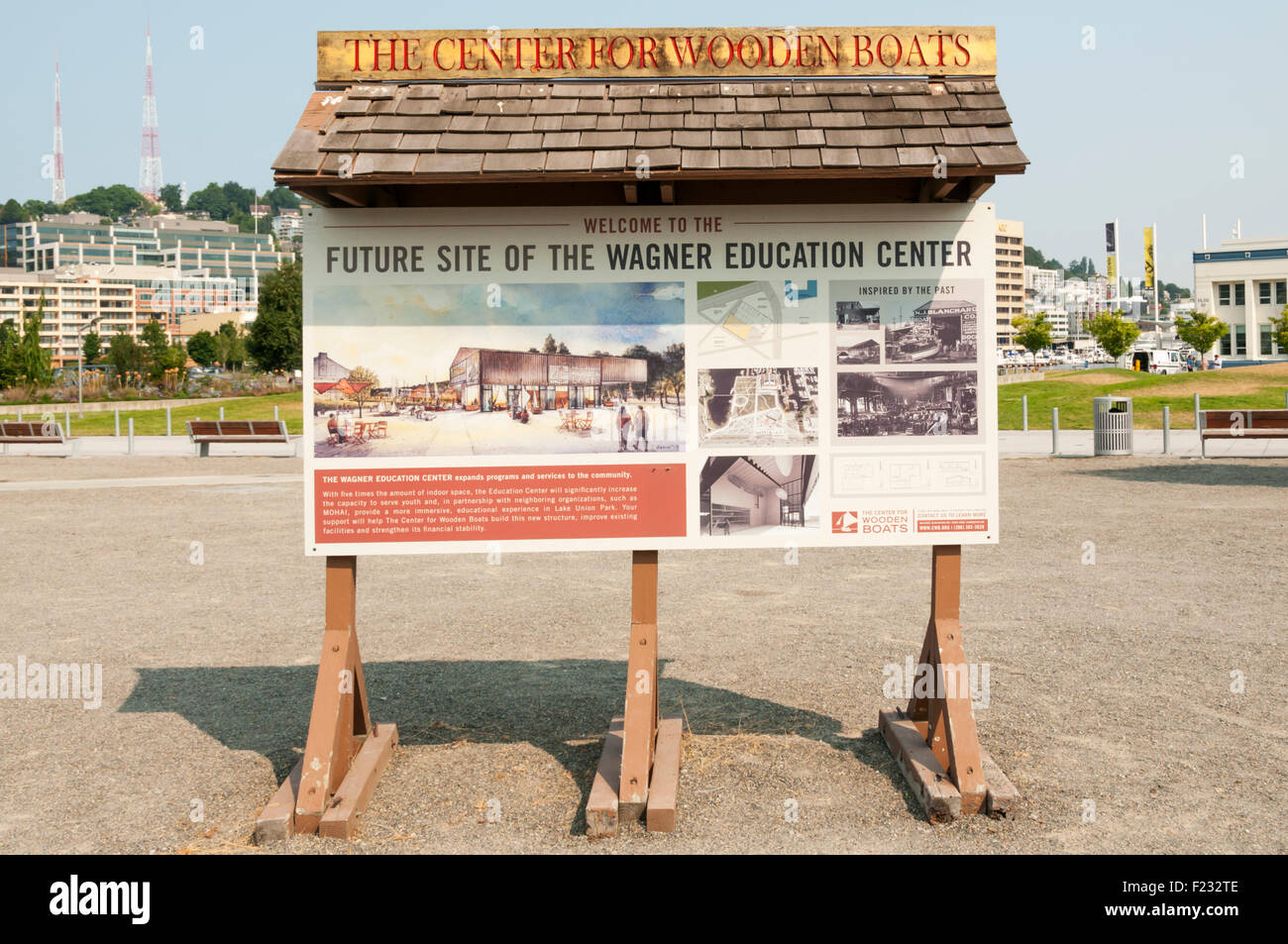 Dettagli presso il Centro per le barche in legno sul Lago Sud europea a Seattle concernente lo sviluppo della Wagner Education Center. Foto Stock
