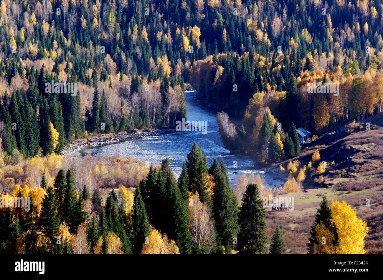 Il più bel villaggio in autunno Foto Stock