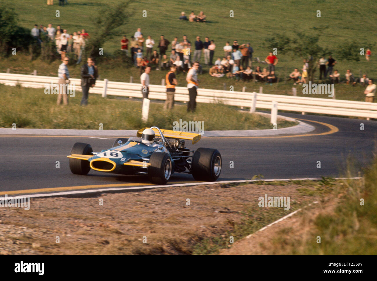 Jack Brabham su Brabham Cosworth BT33, Belgio GP di Spa Francorchamps 7 Giugno 1970 Foto Stock