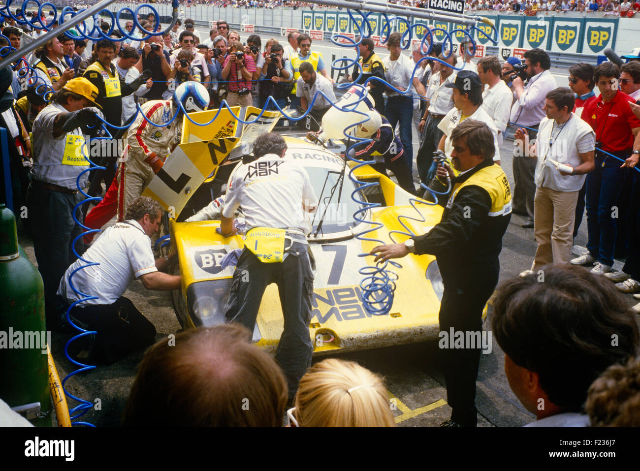 Klaus Ludwig, Paolo Barilla e Giovanni Inverno Porsche 956, il vincitore della gara di Le Mans 16 Giugno 1985 Foto Stock