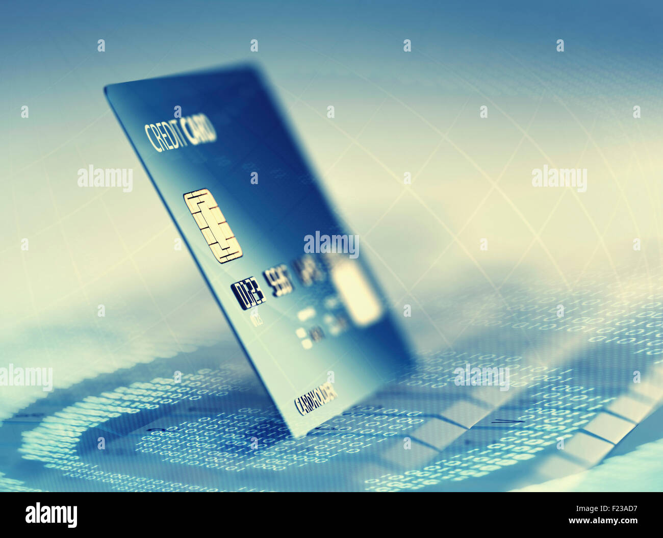 Global internet elettronico di pagamento con carta di credito e di commercio (3D rendering) Foto Stock