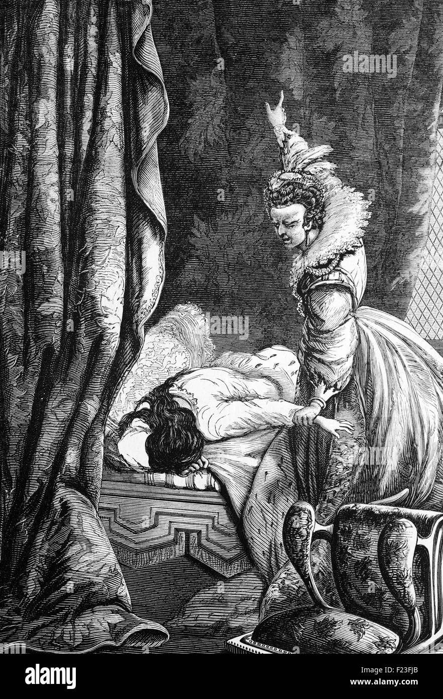 Queen Elizabeth, diede il Conte di Essex (Robert Devereux) un anello come un Royal talismano, così se mai fosse in difficoltà di ogni genere, il suo ritorno alla sua dovrebbe servire come un segnale di angoscia e lei voleva salvare lui. Nel 1601, sul suo letto di morte della contessa di Nottingham ha confessato alla regina che l'anello era stato dato a lei in errore e che su istigazione di alcuni di Essex' nemici aveva soppresso. Foto Stock