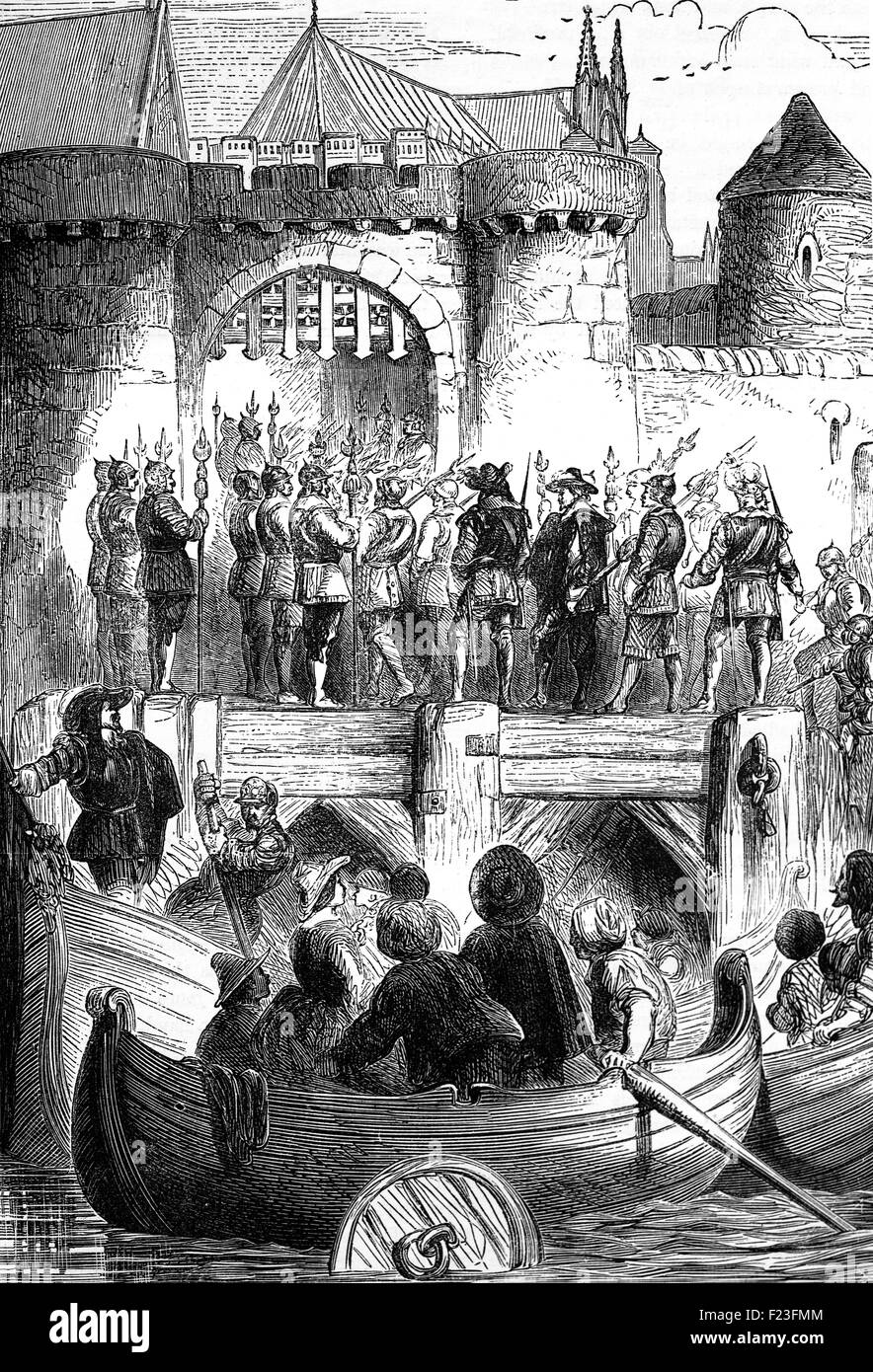 Thomas Wentworth, 1° Conte di Strafford (1593 - 1641), andare a prova. Dal 1632 al 1639 egli istituì una dura regola come Signore Vice dell'Irlanda; fu richiamato in Inghilterra e impeached di 'alta delitti" per quanto riguarda il suo comportamento in Irlanda Foto Stock