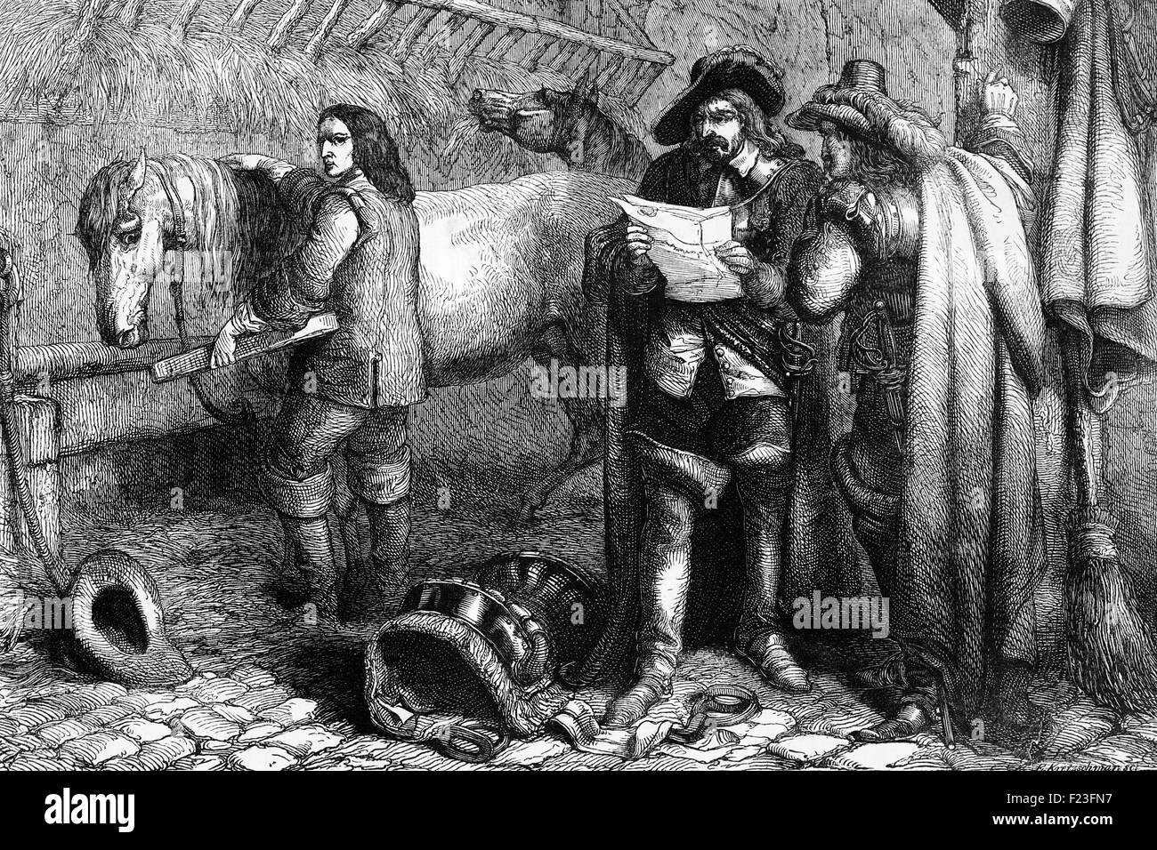Cromwell alla scoperta del re lettera al Blue Boar Inn, Holborn, Londra, Inghilterra1647 Foto Stock